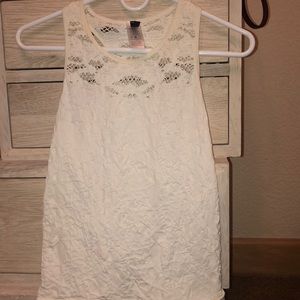 3/$15 White Textured Lace Fitted Tank Top